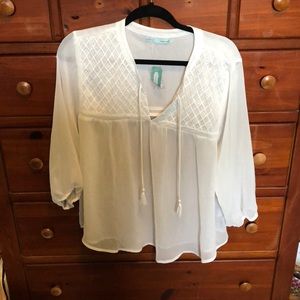 White semi sheer blouse